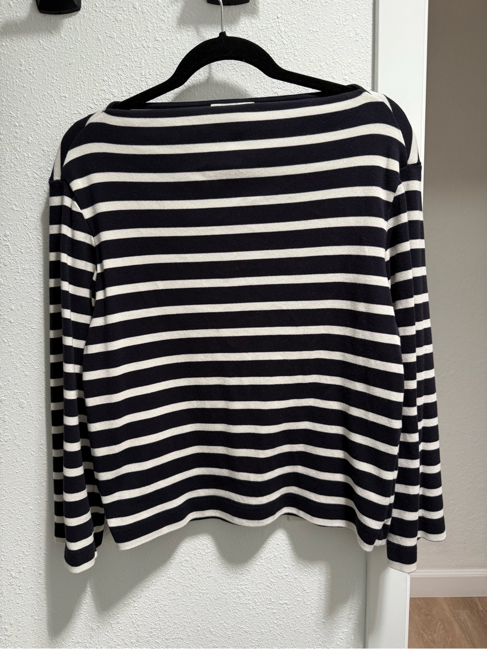 COS Black & White Striped Long-Sleeve Boatneck Top